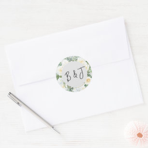 Bloom Witte Bloemen Bruiloft Envelop Seal Ronde Sticker