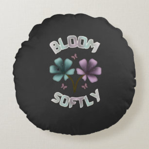 Bloom Zacht Lentebloem Ontwerp Pastel Cottagecore Rond Kussen