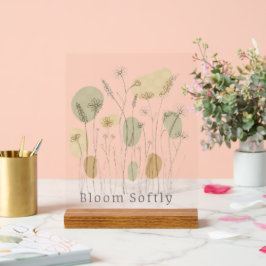 Bloom Zachtjes - Minimalistische Wilde Bloem Lijn Acryl Bord