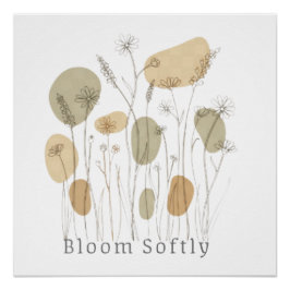 Bloom Zachtjes - Minimalistische Wilde Bloem Lijnk Perfect Poster