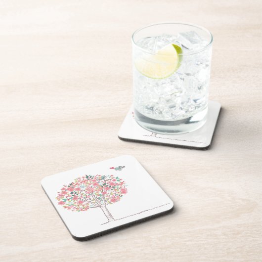 Bloomboom en vogels in liefde drankjes onderzetter (Rechterzijde)
