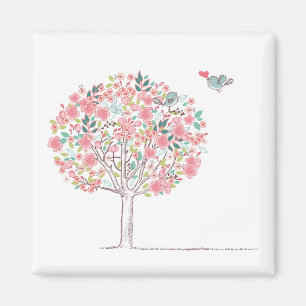 Bloomboom en vogels in liefde magneet