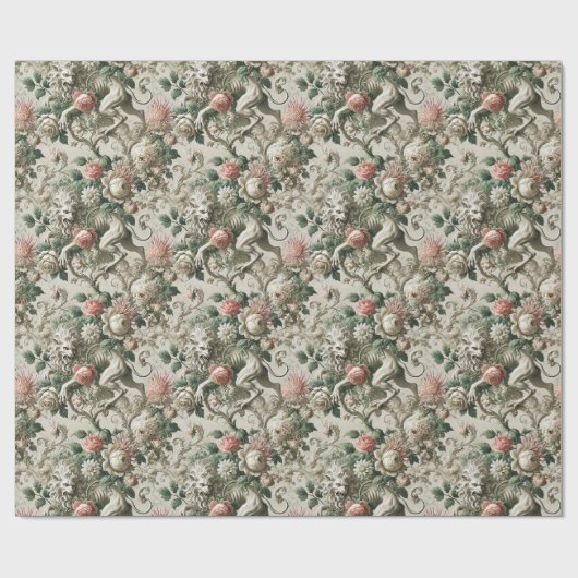 Bloombound Sentinel – Gotisch bloemontwerp Cadeaupapier (Vlak)