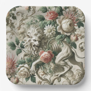 Bloombound Sentinel – Gotische bloemdesign Papieren Bordje