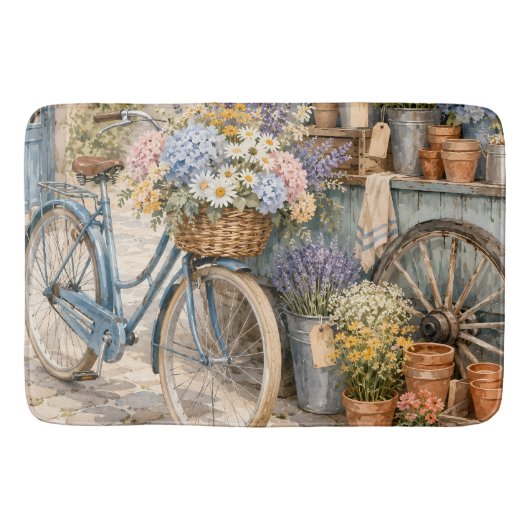 Bloomcore Bloemenmarkt Fiets Badmat (Voorkant)