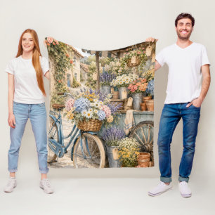 Bloomcore Bloemenmarkt Fiets Fleece Deken