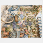 Bloomcore Bloemenmarkt Fiets Fleece Deken (Voorkant (Horizontaal))