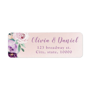 Bloomend botanisch paars bloemetjesretour etiket