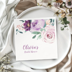 Bloomend botanisch paars floraal vrijgezellenfeest servet
