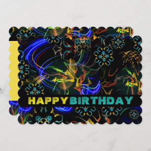 Bloomende 'Fireworks Exotic Explosion Birthday Car Kaart