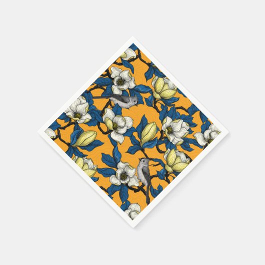 Bloomende magnolia en timuizvogel 3 servet (Hoek)