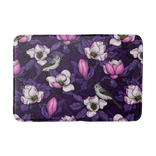 Bloomende magnolia en titmuis bird 4 badmat (Voorkant)