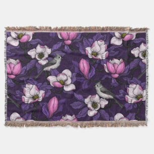 Bloomende magnolia en titmuis bird 4 deken