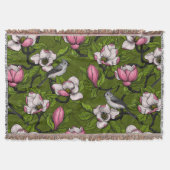 Bloomende magnolia en titmuisvogel 2 deken (Voorkant)