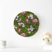 Bloomende magnolia en titmuisvogel 2 grote klok (Huis)