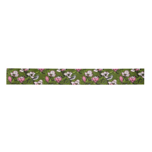 Bloomende magnolia en titmuisvogel 2 lint (Voorkant)