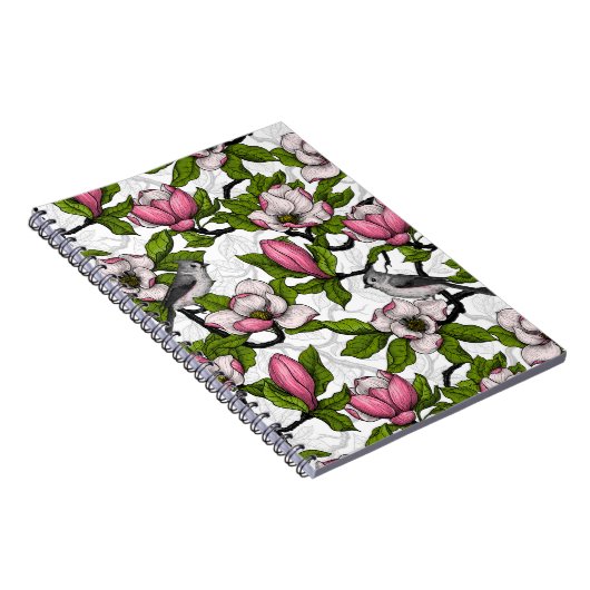 Bloomende magnolia en titmuisvogel notitieboek (Rechterzijde)