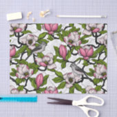 Bloomende magnolia en titmuisvogel tissuepapier (Craft)