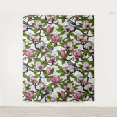 Bloomende magnolia en titmuisvogel wandkleed (Voorkant)