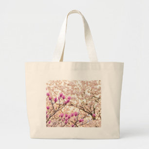 Bloomende roze Paarse Magnolias Spring Flower Grote Tote Bag