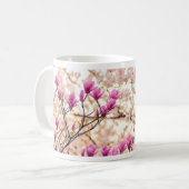 Bloomende roze Paarse Magnolias Spring Flower Koffiemok (Voorkant links)