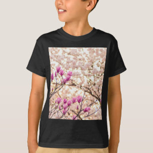 Bloomende roze Paarse Magnolias Spring Flower T-shirt