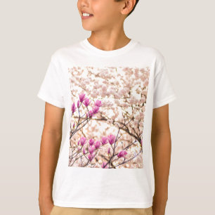 Bloomende roze Paarse Magnolias Spring Flower T-shirt