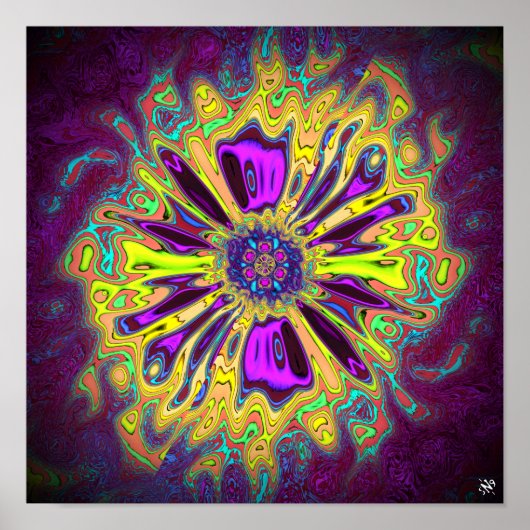 Bloomende ster-bloem v1 patronen pareidolia poster (Voorkant)