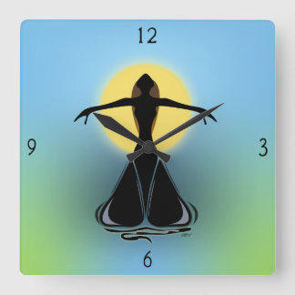 Bloomende Vrouw Square Wall Clock Vierkante Klok