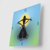 Bloomende Vrouw Square Wall Clock Vierkante Klok (Hoek)