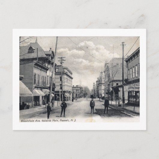 Bloomfield Ave., Passaic, New Jersey 1906 Vintage Briefkaart (Voorkant)