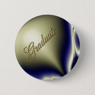 Bloomin Blauwe Fractale Afstudeerknop Ronde Button 5,7 Cm