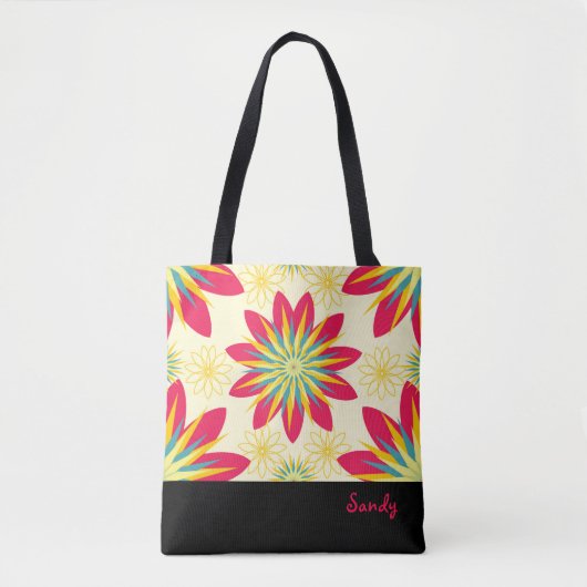 Bloomin 'Goede start Floral Modern gepersonaliseer Tote Bag (Voorkant)