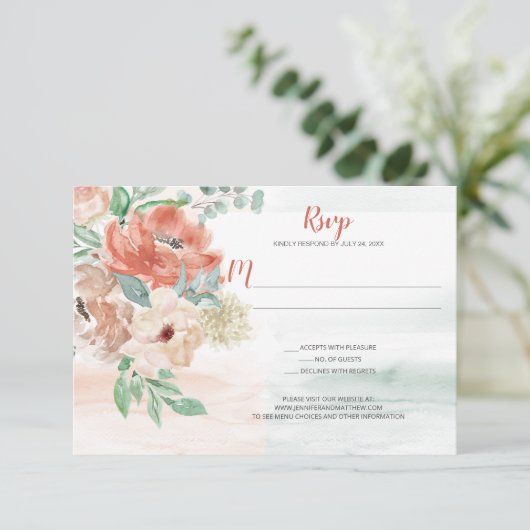 Blooming Abricot Aquarelle Floral RSVP (Debout devant)