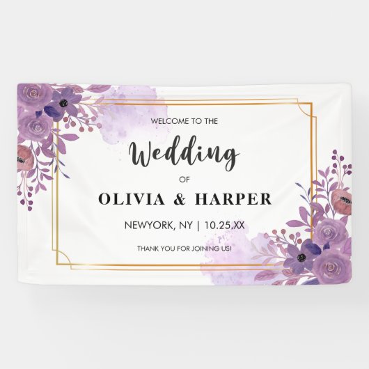 Blooming Amethyst  Golden Lijst Backdrop Ba Spandoek (Horizontaal)