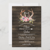 Blooming Antlers Country Chic Wedding Invitations (Devant)