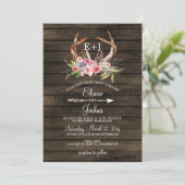 Blooming Antlers Country Chic Wedding Invitations (Debout devant)