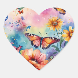 "Blooming Beauties: Bloem en Vlinder Sticker C