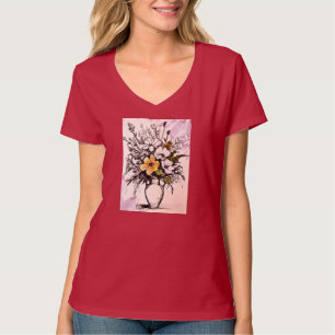 "Blooming Beauty Bouquet Vrouwen V-hals T-shirt" T-shirt