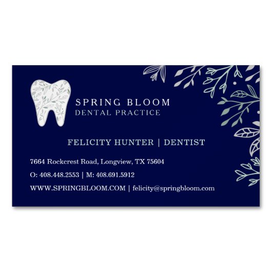 Blooming bloeiende Logo van gebitsgebitten Magnetisch Visitekaartje (Voorkant)