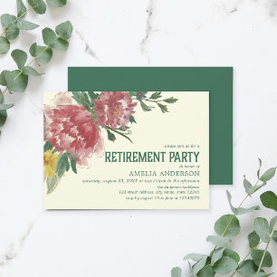Blooming Bloemen Pensioen Party Uitnodiging