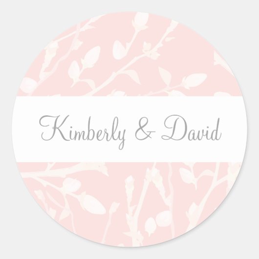 Blooming Blush Floral Wedding Ronde Sticker (Voorkant)