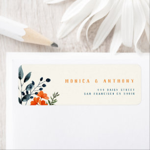 Blooming Botanische Sinaasappel Floral Blue Weddin Etiket