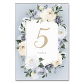 Blooming botanische stoffige blauwe bruiloft kaart (Achterkant)