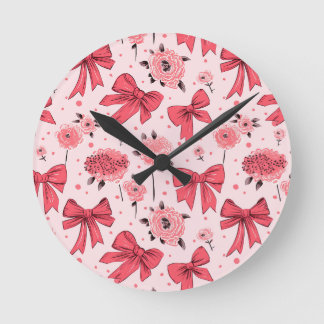 Blooming Bows - Bloemen en lint patroon Ronde Klok
