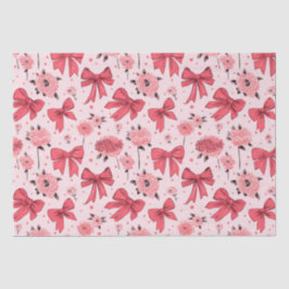 Blooming Bows - Bloemen en lint patroon Tissuepapier