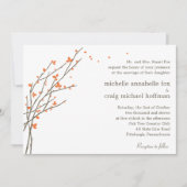Blooming Branches Wedding Invitation - Sinaasappel Kaart (Voorkant)
