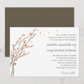 Blooming Branches Wedding Invitation - Sinaasappel Kaart (Voorkant / Achterkant)