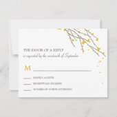 Blooming Branches Wedding RSVP Card - Mustard (Voorkant)