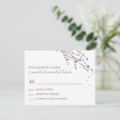 Blooming Branches Wedding RSVP Card - Plum (Staand voorkant)